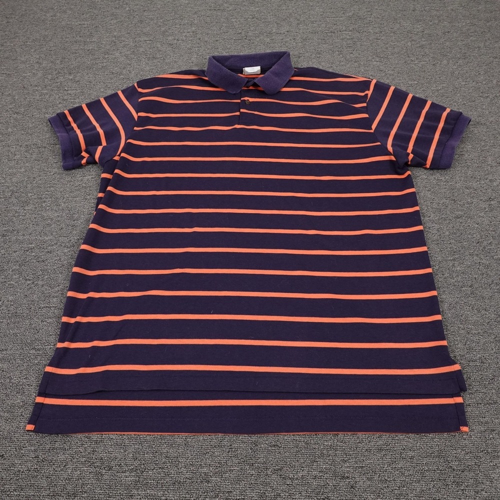 Vintage LL Bean Polo Shirt Mens‎ XL Purple Orange Stripe Knit Cotton Blend USA